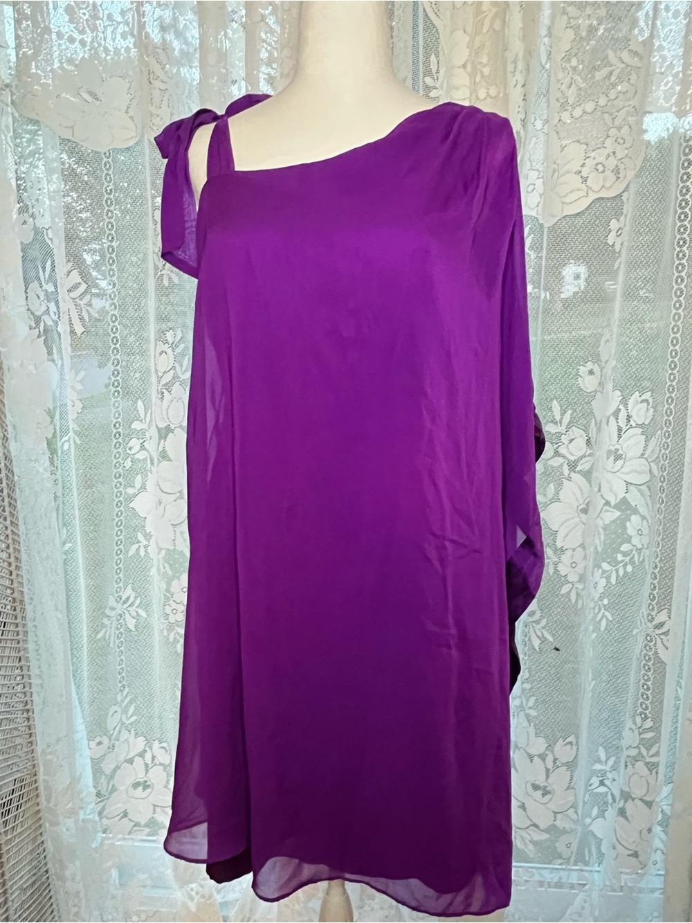 Vintage Made in Canada le chateau Vibrant Purple One-Shoulder Cocktail Dress Med